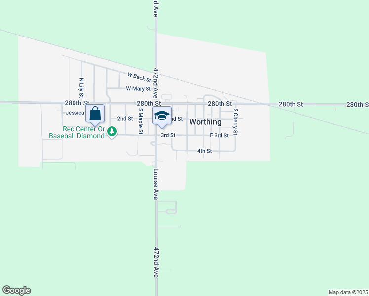 map of restaurants, bars, coffee shops, grocery stores, and more near 309 South Juniper Street in Worthing