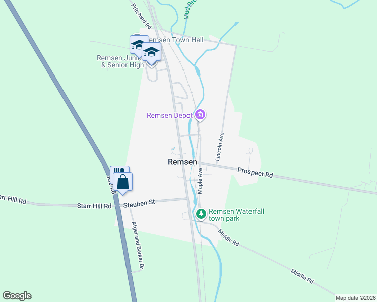 map of restaurants, bars, coffee shops, grocery stores, and more near 9632 Main St in Remsen