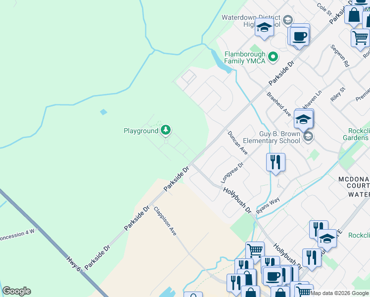 map of restaurants, bars, coffee shops, grocery stores, and more near 14 Rusk Terrace in Hamilton