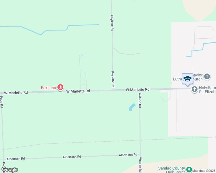 map of restaurants, bars, coffee shops, grocery stores, and more near 2974 Koylette Road in Marlette