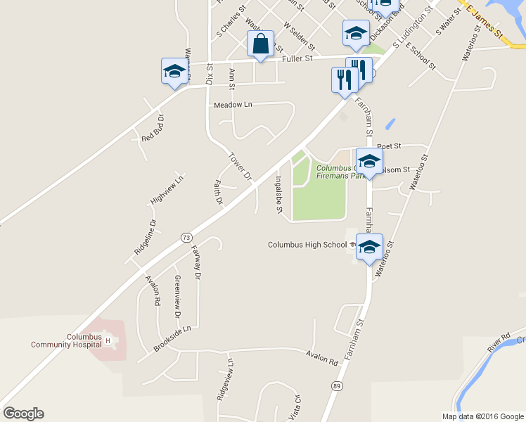 map of restaurants, bars, coffee shops, grocery stores, and more near 111 Stuart Street in Columbus