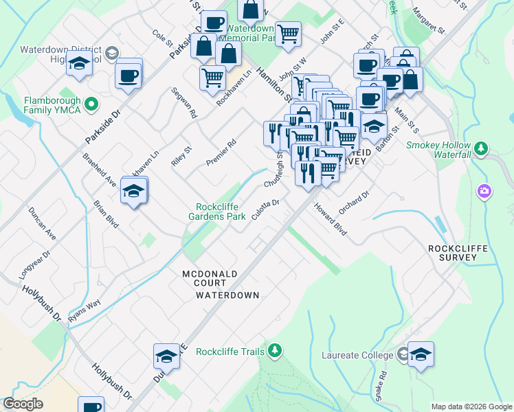 map of restaurants, bars, coffee shops, grocery stores, and more near 47 Culotta Drive in Hamilton