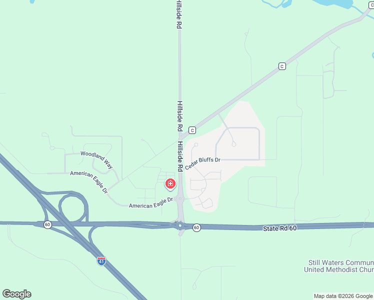 map of restaurants, bars, coffee shops, grocery stores, and more near 425 Cedar Bluffs Court in Slinger