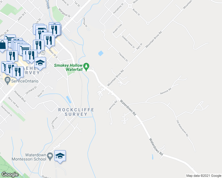 map of restaurants, bars, coffee shops, grocery stores, and more near 346 Mountain Brow Road in Burlington