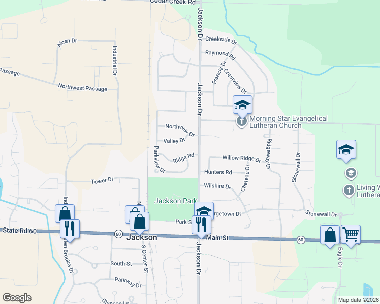 map of restaurants, bars, coffee shops, grocery stores, and more near N171W20466 Ridge Road in West Bend