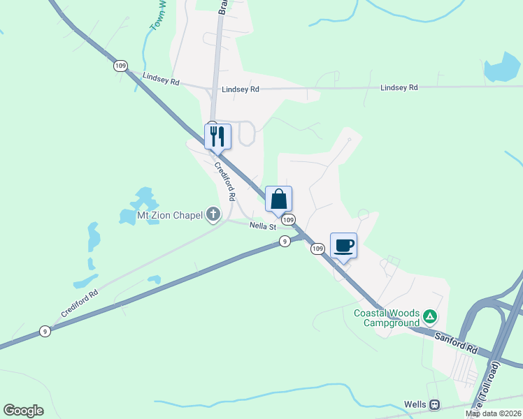 map of restaurants, bars, coffee shops, grocery stores, and more near 7 Gregoire Street in Wells