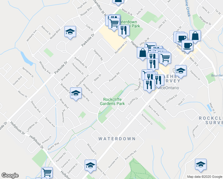 map of restaurants, bars, coffee shops, grocery stores, and more near 31 Commando Court in Hamilton