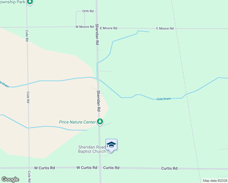 map of restaurants, bars, coffee shops, grocery stores, and more near 6473 Sheridan Road in Saginaw