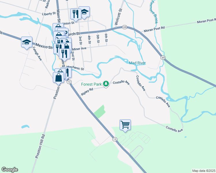 map of restaurants, bars, coffee shops, grocery stores, and more near 1024 Ripley Road in Camden