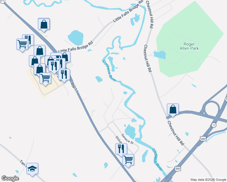 map of restaurants, bars, coffee shops, grocery stores, and more near 97 Monadnock Drive in Rochester