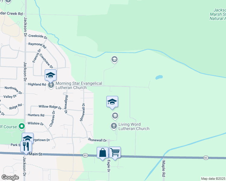 map of restaurants, bars, coffee shops, grocery stores, and more near 2249 Highland Road in Jackson