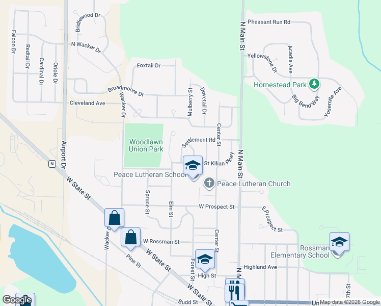 map of restaurants, bars, coffee shops, grocery stores, and more near 1171 Rockfield Road in Hartford