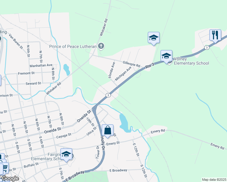 map of restaurants, bars, coffee shops, grocery stores, and more near 2592 New York 3 in Fulton