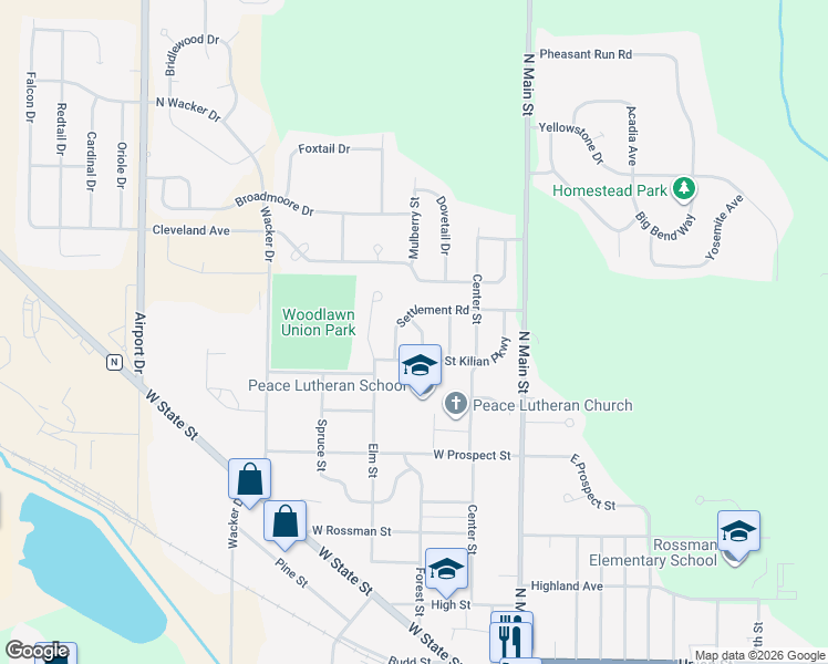 map of restaurants, bars, coffee shops, grocery stores, and more near 1171 Rockfield Road in Hartford