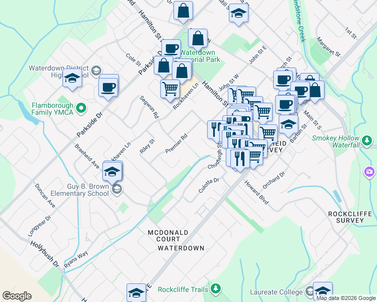 map of restaurants, bars, coffee shops, grocery stores, and more near 7 Volterra Court in Hamilton