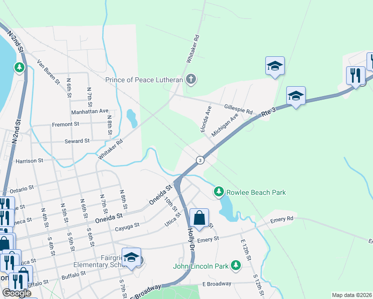 map of restaurants, bars, coffee shops, grocery stores, and more near 13 Heer Drive in Fulton