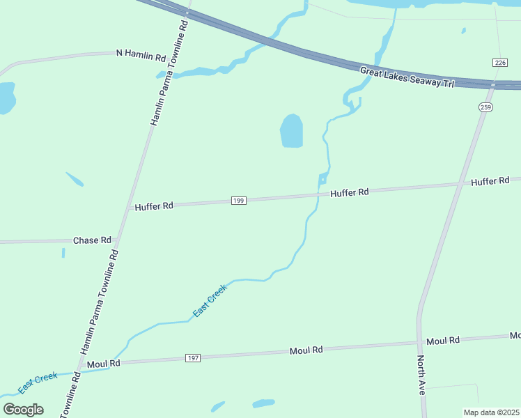 map of restaurants, bars, coffee shops, grocery stores, and more near 439 Huffer Road in Hilton