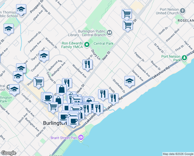 map of restaurants, bars, coffee shops, grocery stores, and more near 432 Smith Avenue in Burlington