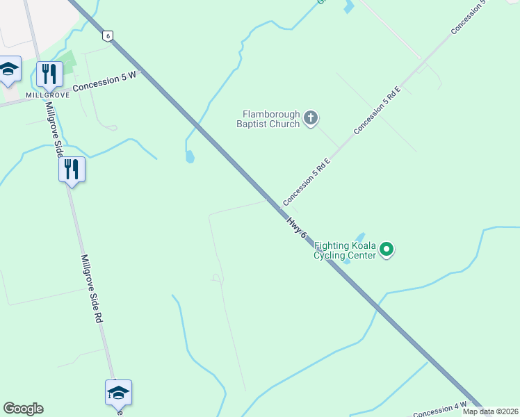 map of restaurants, bars, coffee shops, grocery stores, and more near 783 Highway 6 in Hamilton
