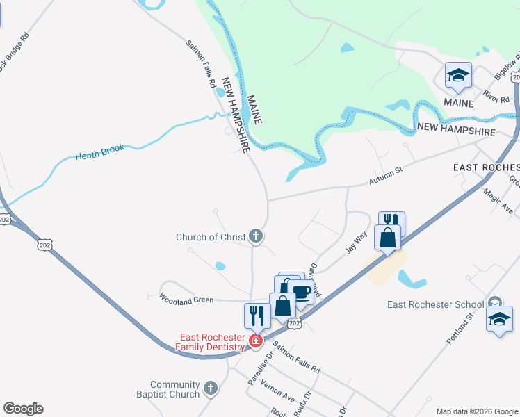 map of restaurants, bars, coffee shops, grocery stores, and more near 297 Salmon Falls Road in Rochester