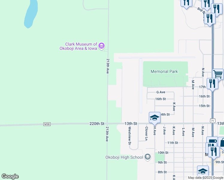 map of restaurants, bars, coffee shops, grocery stores, and more near 2100-2176 213th Avenue in Milford