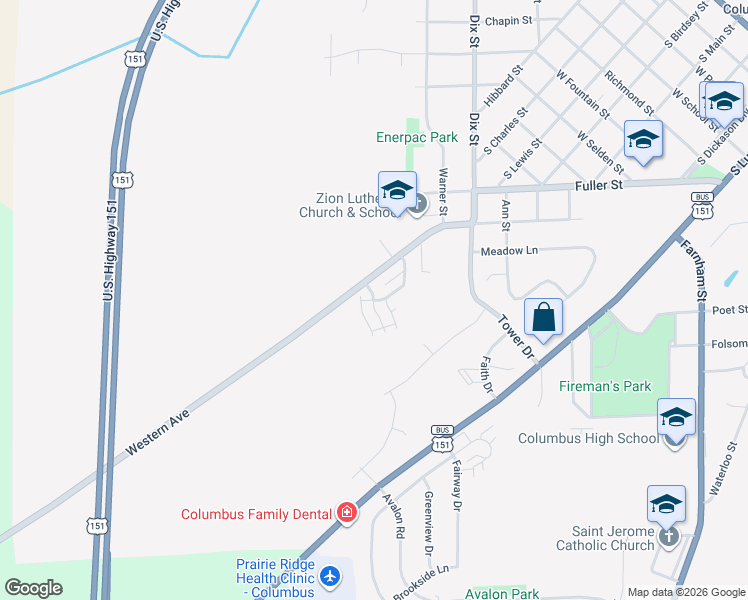 map of restaurants, bars, coffee shops, grocery stores, and more near 603 West Avalon Road in Columbus