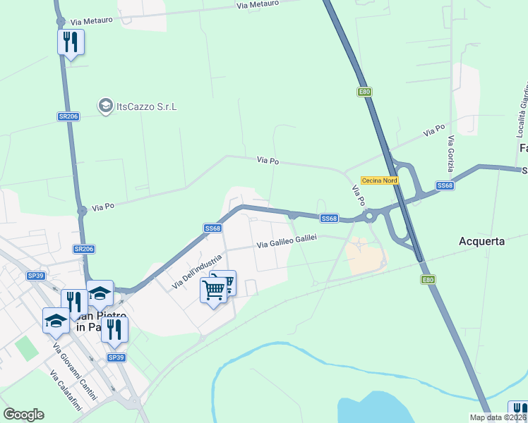 map of restaurants, bars, coffee shops, grocery stores, and more near 60B Per la Val di Cecina in Cecina