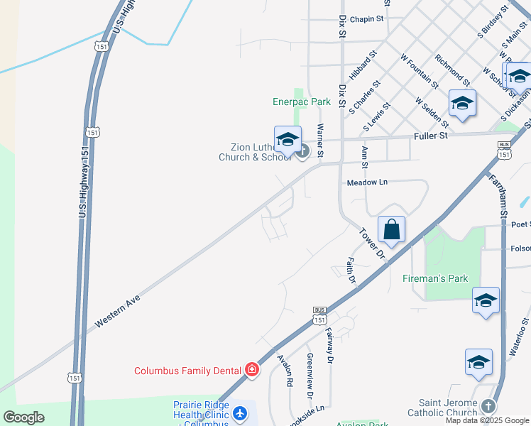 map of restaurants, bars, coffee shops, grocery stores, and more near 603 West Avalon Road in Columbus