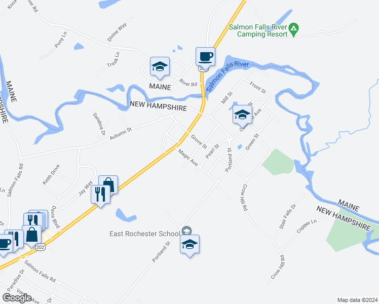 map of restaurants, bars, coffee shops, grocery stores, and more near 11 Hickey Street in Rochester