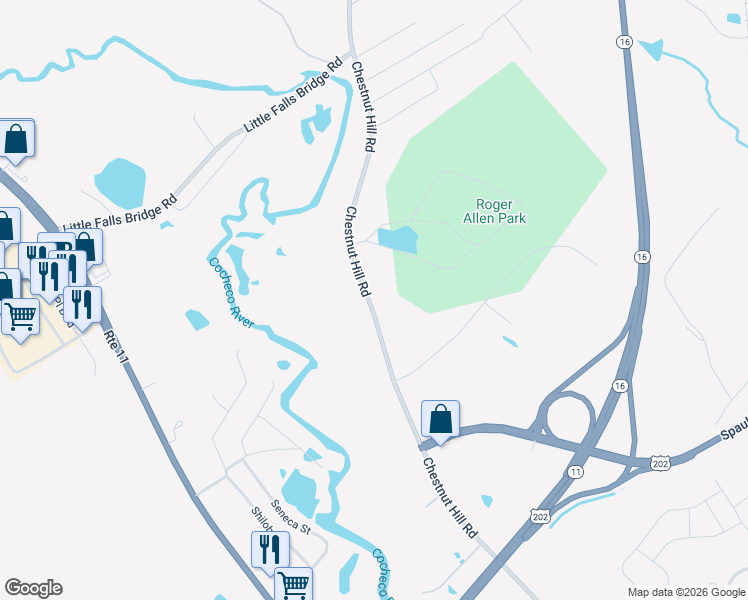 map of restaurants, bars, coffee shops, grocery stores, and more near 183 Chestnut Hill Road in Rochester