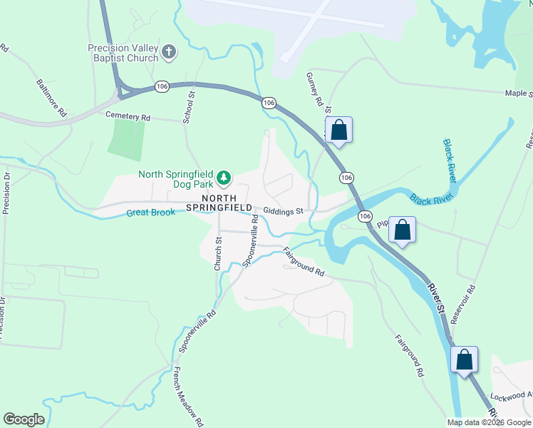 map of restaurants, bars, coffee shops, grocery stores, and more near 30 Main Street in Springfield