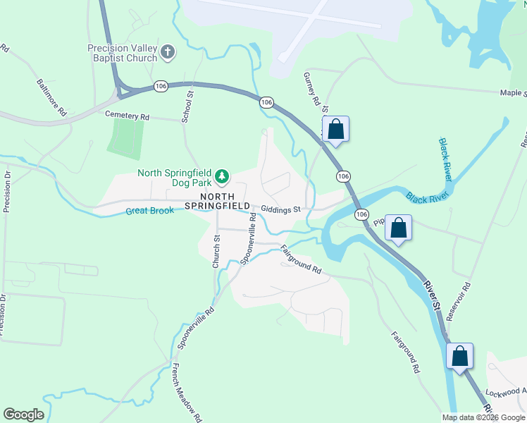 map of restaurants, bars, coffee shops, grocery stores, and more near 30 Main Street in Springfield