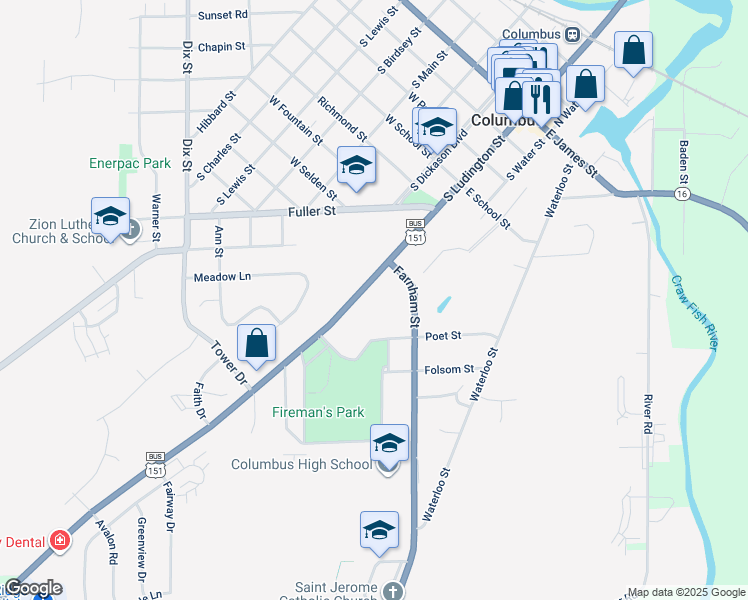 map of restaurants, bars, coffee shops, grocery stores, and more near 841 Park Avenue in Columbus