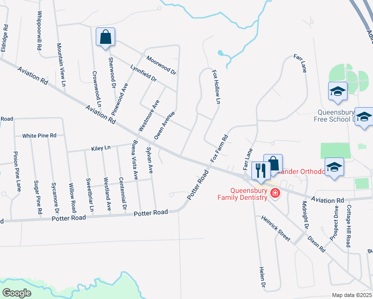 map of restaurants, bars, coffee shops, grocery stores, and more near 3 Gilmore Avenue in Queensbury