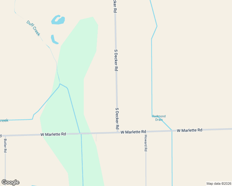 map of restaurants, bars, coffee shops, grocery stores, and more near 2620 South Decker Road in Marlette