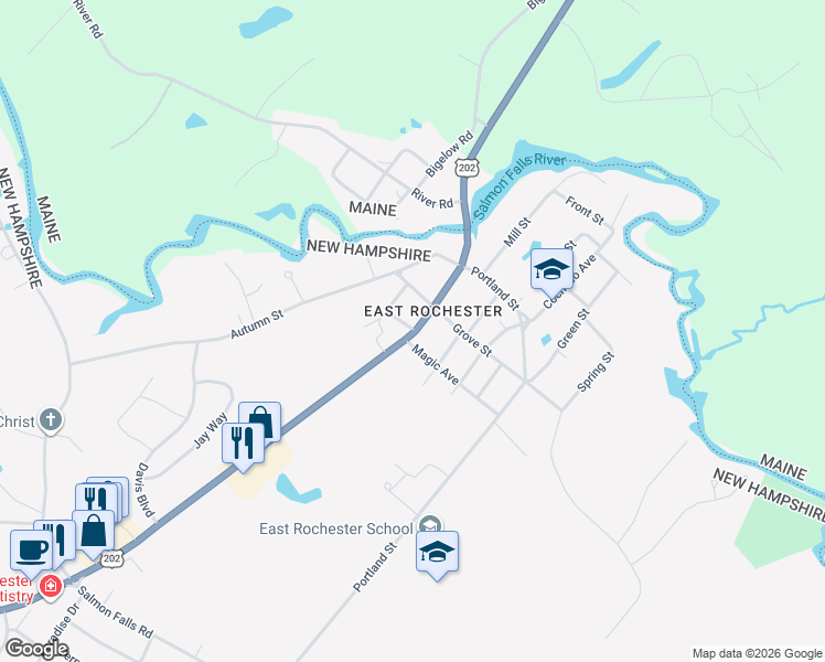 map of restaurants, bars, coffee shops, grocery stores, and more near in Rochester