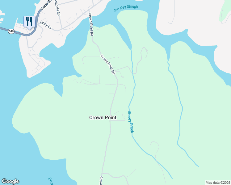 map of restaurants, bars, coffee shops, grocery stores, and more near 62941 Crown Point Road in Coos Bay