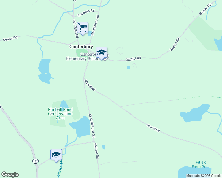 map of restaurants, bars, coffee shops, grocery stores, and more near 24 Morrill Road in Canterbury