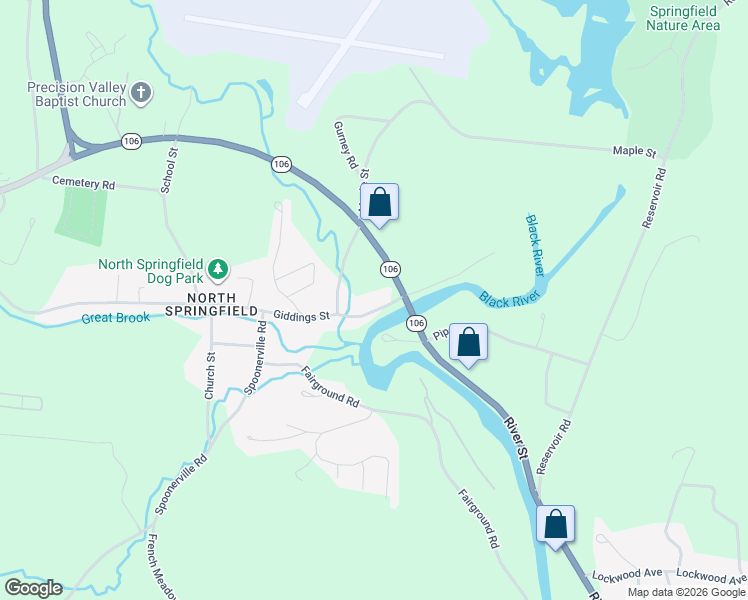 map of restaurants, bars, coffee shops, grocery stores, and more near 8 Mill Road in Springfield