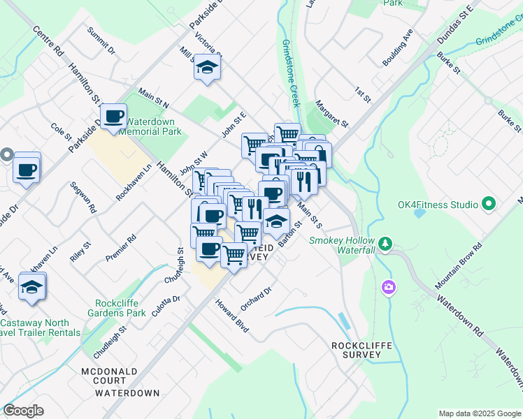 map of restaurants, bars, coffee shops, grocery stores, and more near 35 Fern Avenue in Hamilton