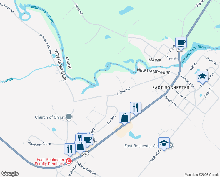 map of restaurants, bars, coffee shops, grocery stores, and more near 10 Sandina Drive in Rochester