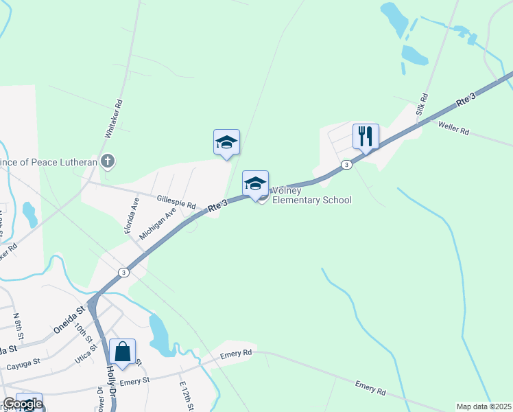 map of restaurants, bars, coffee shops, grocery stores, and more near 2592 New York 3 in Fulton
