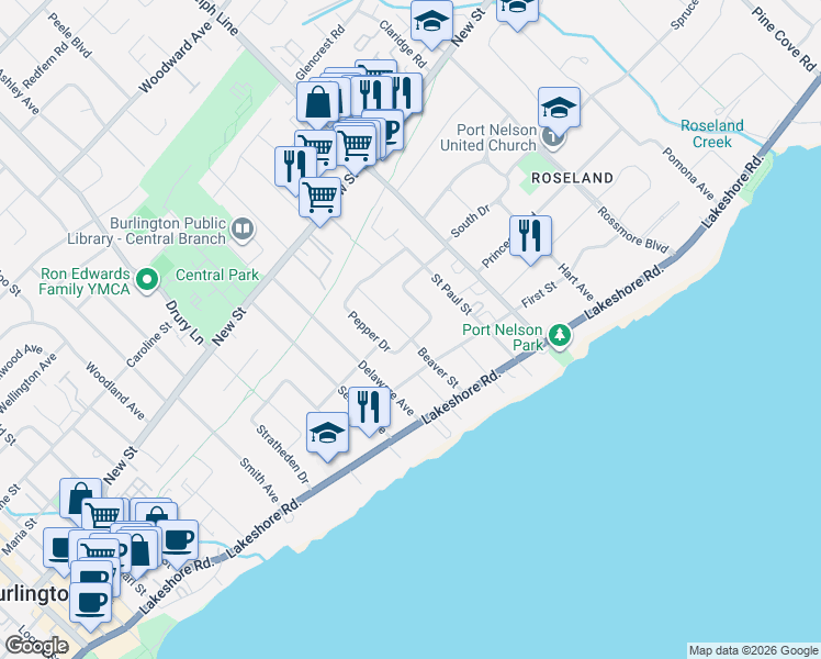 map of restaurants, bars, coffee shops, grocery stores, and more near 323 Beaver Street in Burlington