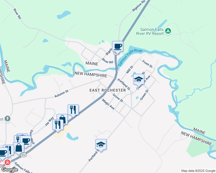 map of restaurants, bars, coffee shops, grocery stores, and more near 15 Highland Street in Rochester