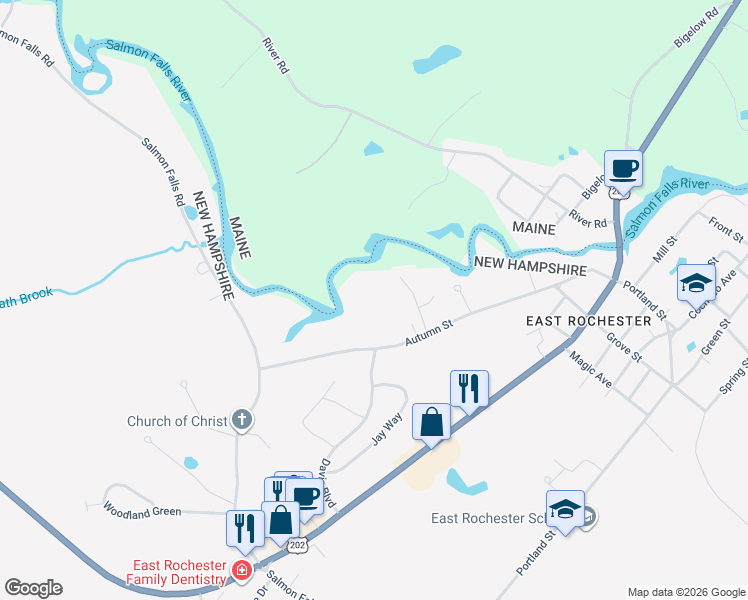 map of restaurants, bars, coffee shops, grocery stores, and more near 10 Sandina Drive in Rochester
