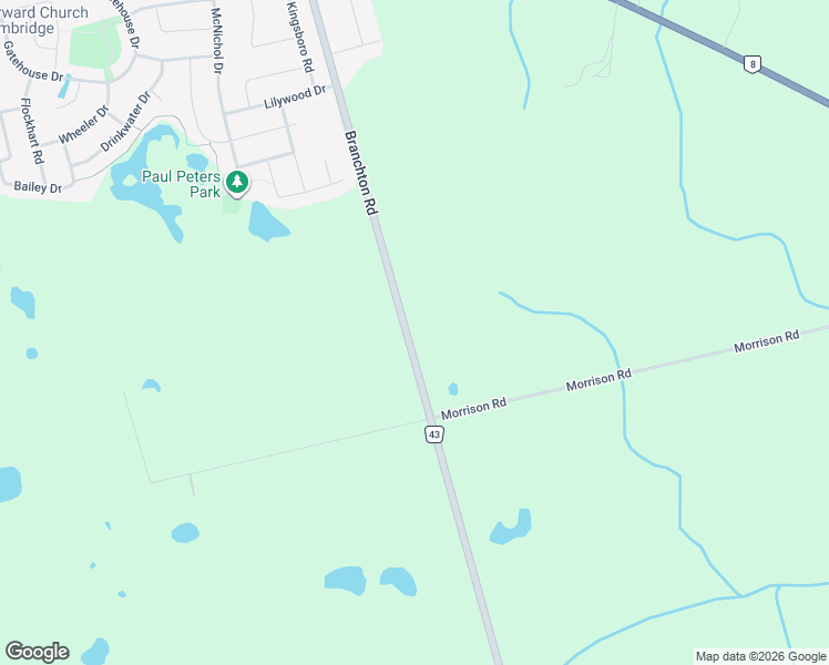 map of restaurants, bars, coffee shops, grocery stores, and more near 1061 Regional Road 43 in Cambridge