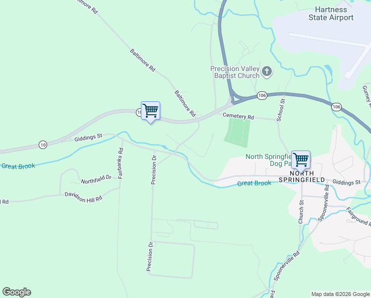 map of restaurants, bars, coffee shops, grocery stores, and more near 10 County Road in Springfield