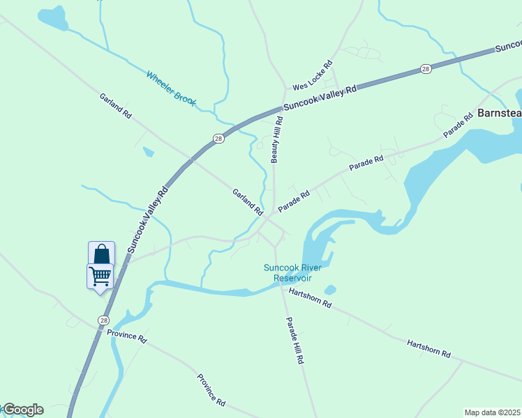 map of restaurants, bars, coffee shops, grocery stores, and more near 15 Garland Road in Barnstead