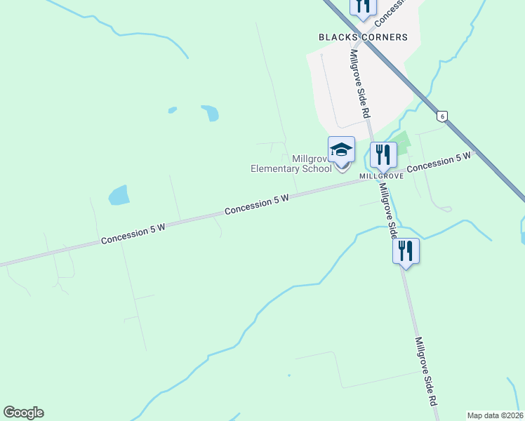 map of restaurants, bars, coffee shops, grocery stores, and more near 420 Concession 5 West in Hamilton