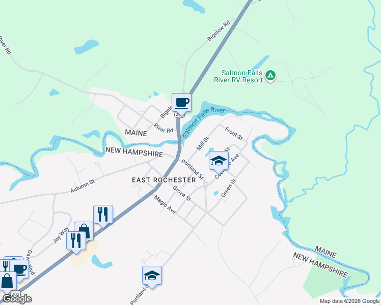 map of restaurants, bars, coffee shops, grocery stores, and more near 22 Mill Street in Rochester